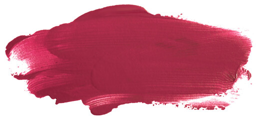 Acrylic stain paint brush smear red. Hand-drawn element on a bleached background.