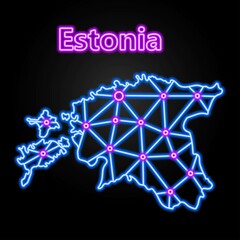 Estonia neon map, isolated vector illustration.