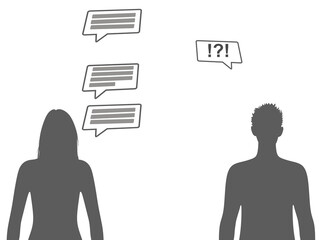 Man and woman silhouettes talk. vector