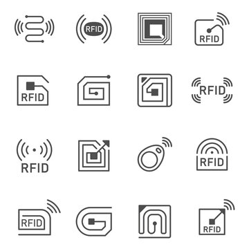Collection of simple radio frequency identification icon vector illustration