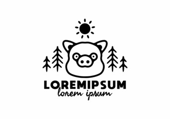 Pig head line art with lorem ipsum text