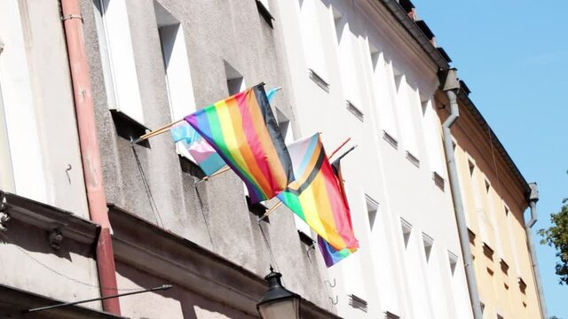 LGBT gay pride flag. Concept for lesbian, gay, bisexual, transgender, homosexual, pride parade street party celebration