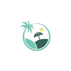 Fototapeta na wymiar beach and island logo design, vector design of circular beach icons