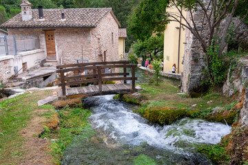 Beautiful small village with river in Umbria, Italy