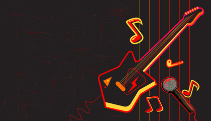 Vector illustration of rock music background design template for music festival or concert banner.