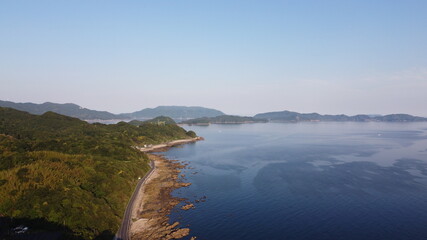 （山口県の風景）瀬戸内海とヒカリ　ドローン空撮　山口県光市