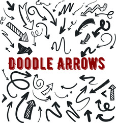 Hand drawn doodle arrows made in vector. Beautiful fully editable business design element. Vector set of hand-drawn arrows, elements for presentation