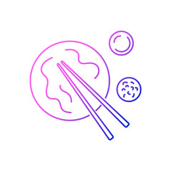 Taiwanese Niu Rou Mian outline icon. Taiwan. Chinese beef noodles with food sticks. Isolated vector stock illustration