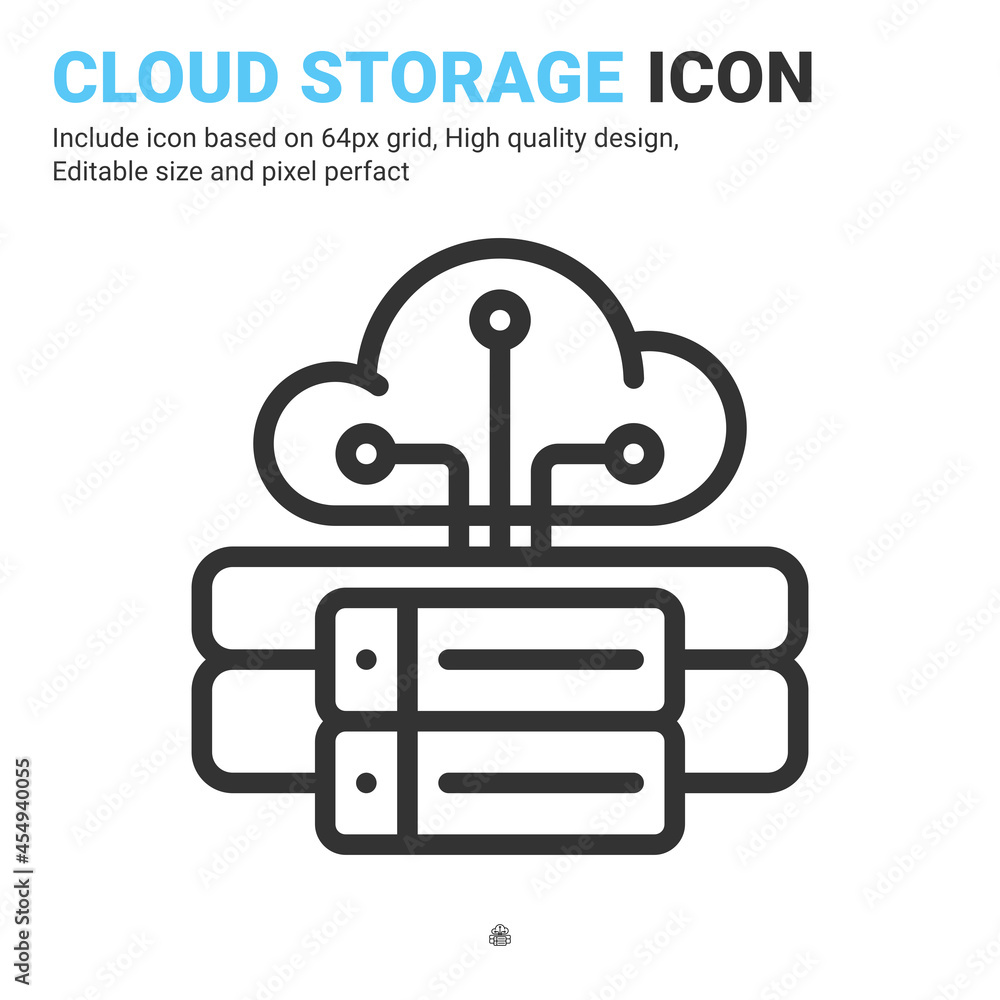 Poster cloud storage icon vector with outline style isolated on white background. vector illustration data 