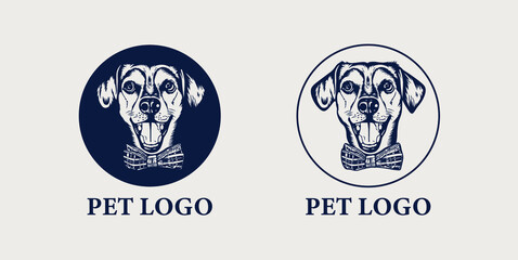 Hand drawn cute dog head vector minimalist logo