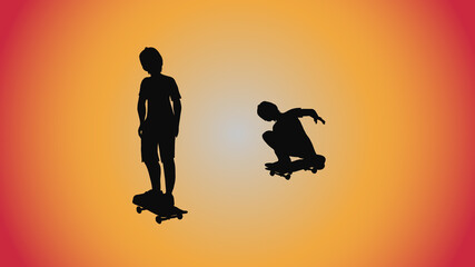 Fototapeta na wymiar abstract background of silhouette woman skateboard pose