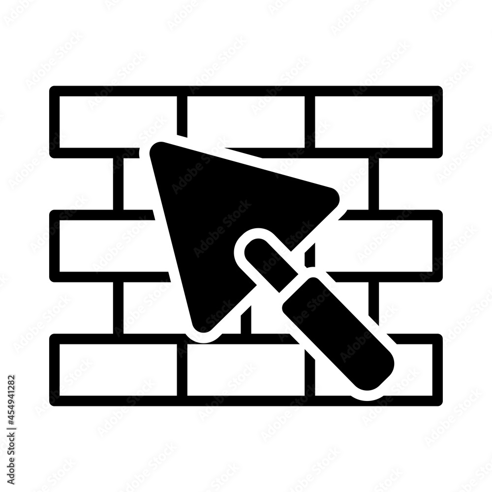 Canvas Prints icon of brick wall with trowel