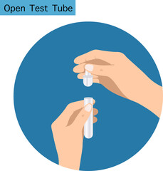 Hands with glove open test tube plastic vector Rapid test element