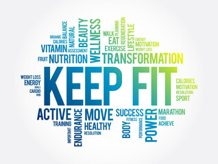 Keep Fit word cloud, sport concept background