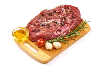 Sirloin beef meat, isolated on white background.