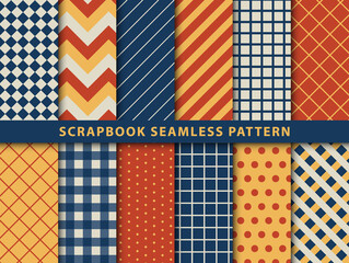 Collection of scrapbook seamless pattern