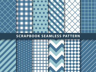 Collection of scrapbook seamless pattern