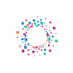 Multicolored Cube Vector White Background.