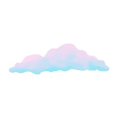 Cloud vector illustration in realism, isolated on white background, blue and pink color, sticker
