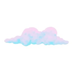 Cloud vector illustration in realism, isolated on white background, blue and pink color, sticker