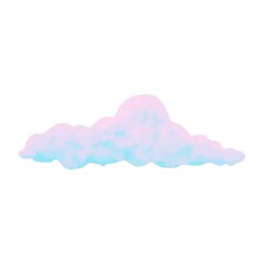 Cloud vector illustration in realism, isolated on white background, blue and pink color, sticker