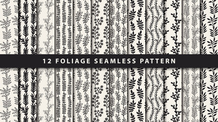 Collection vintage foliage seamless pattern
