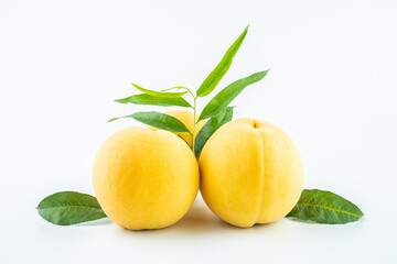 Yellow peach on white background