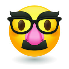 Disguised Emoji Icon Illustration Sign. Groucho Detective Vector Symbol Emoticon Design Vector Clip Art.