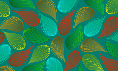 Colorful leaves background with gradient 