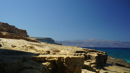 view from the top of the cliff looking the greek island of Naxos August 2921