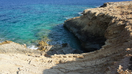 coast of island  and rocks in kato Koufonisi island Cyclades Greece