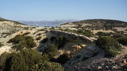coast of island and rocks in kato Koufonisi island Cyclades Greece