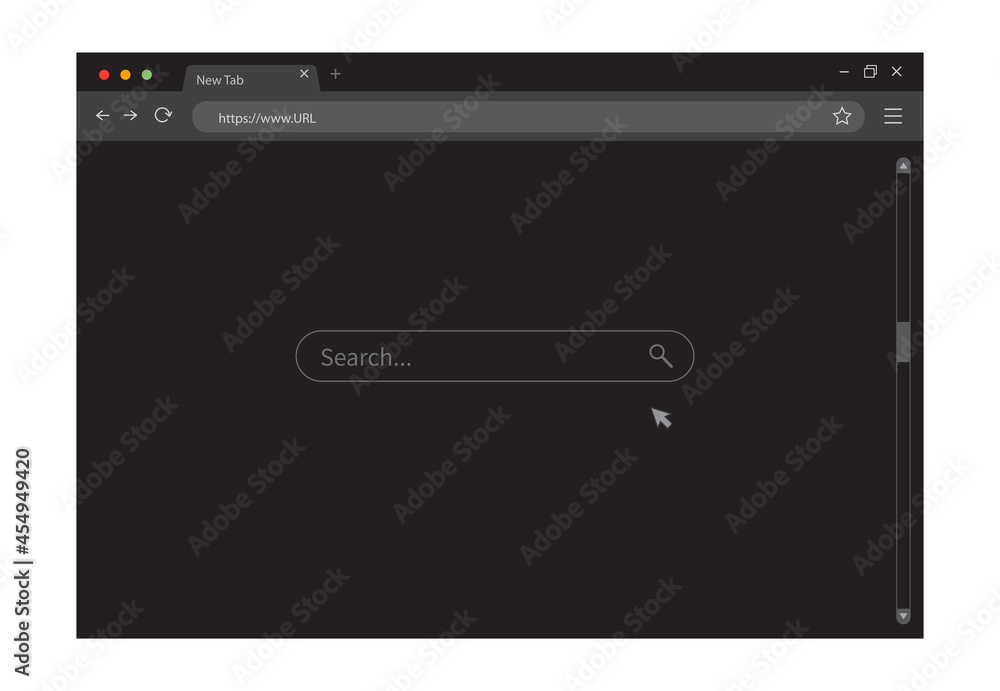 Wall mural modern dark browser mockup for website. webpage user interface. internet browser template. vector il