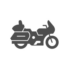 Touring motorcycle or motorbike glyph icon