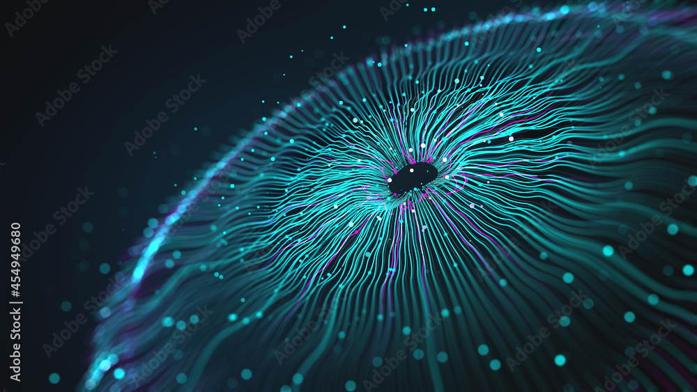 Poster data center, big data analytics. business technologies of our time. massive data, digital funnel, in