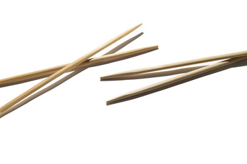 Chopsticks on white bacground with hard shadow and place for copy space