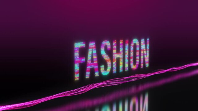 3D animation of Beauty Fashion Magazine colorful text word flicker light animation loop with digital effect background 4k 3d seamless looping Beauty Fashion Magazine glitter effect element for intro,
