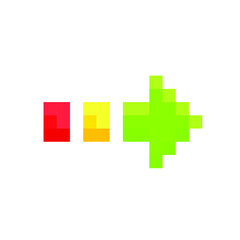 Arrow pixel icon. Podcast 8-bit vector illustration.