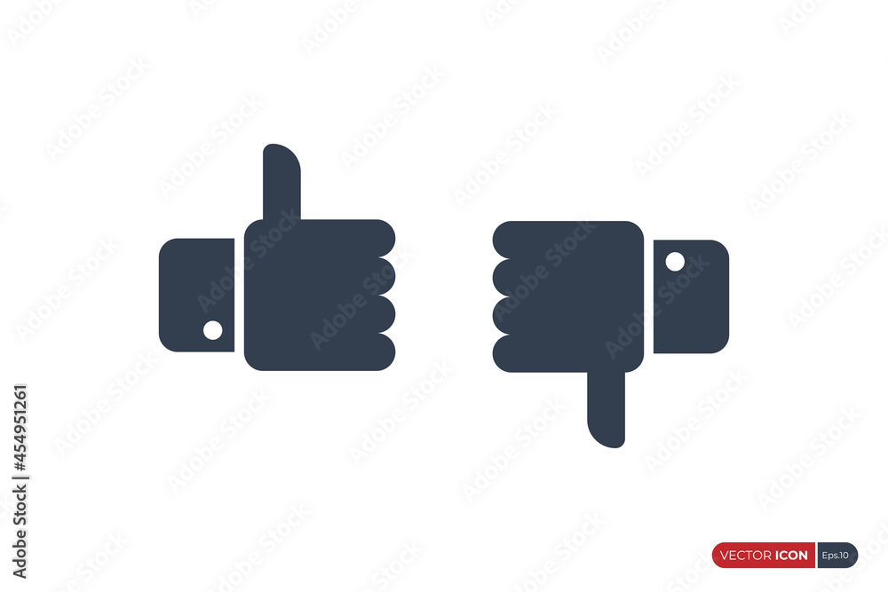 Poster simple hand thumb up and hand thumb down icon. like and dislike symbol isolated on white background.