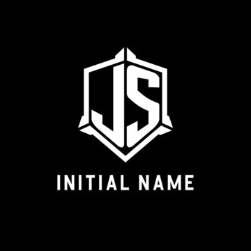 JS logo initial with shield shape design style