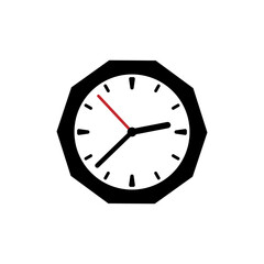 Wall clock of the original shape on a white background.