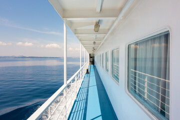 Outside corridor in the ferry boat to Corfu