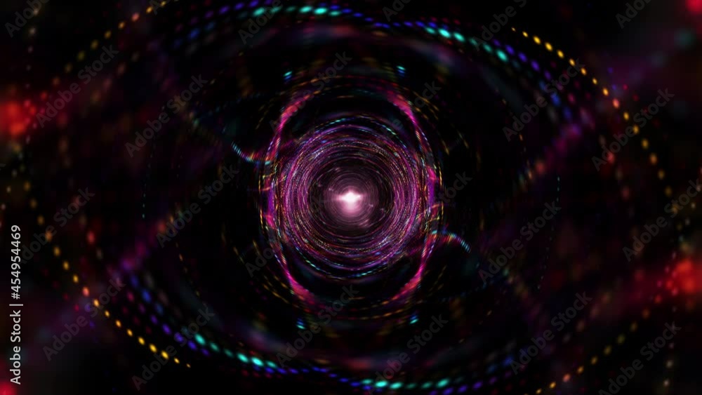 Poster abstract radiating dark blue wire mesh vortex tunnel with center optical flare light flicker. 4k 3d 