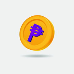 3D icon of peso coin - obrazy, fototapety, plakaty