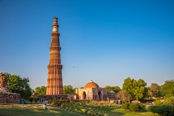 Qutub Minar is a highest minaret in India standing 73 m tall tapering tower of five storeys made of...