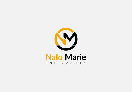 Abstract nm letter initial minimalist logo design
