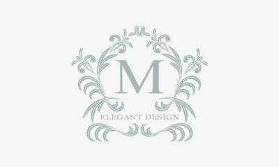 Monogram template with the initial letter M. Logo for cafe, bar, restaurant, invitation. Business style and brand of the company.