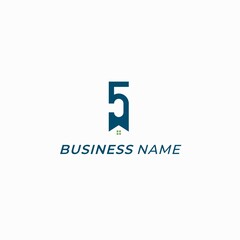 design logo combine home and number 5