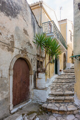 Street in Sinarades village, Corfu island, Greece 