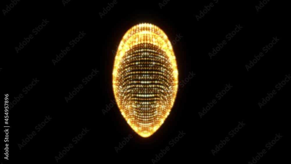 Poster abstract animation 3d heart of golden glitter wire mesh on black background rotating loop on center.
